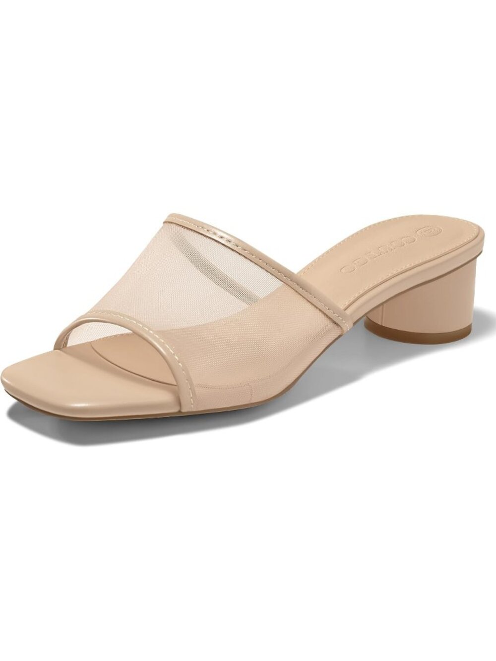 Women's Khaki Comfortable Suitable Square Open Toe Chunky Heel Slide Sandals - Picture 1 of 5